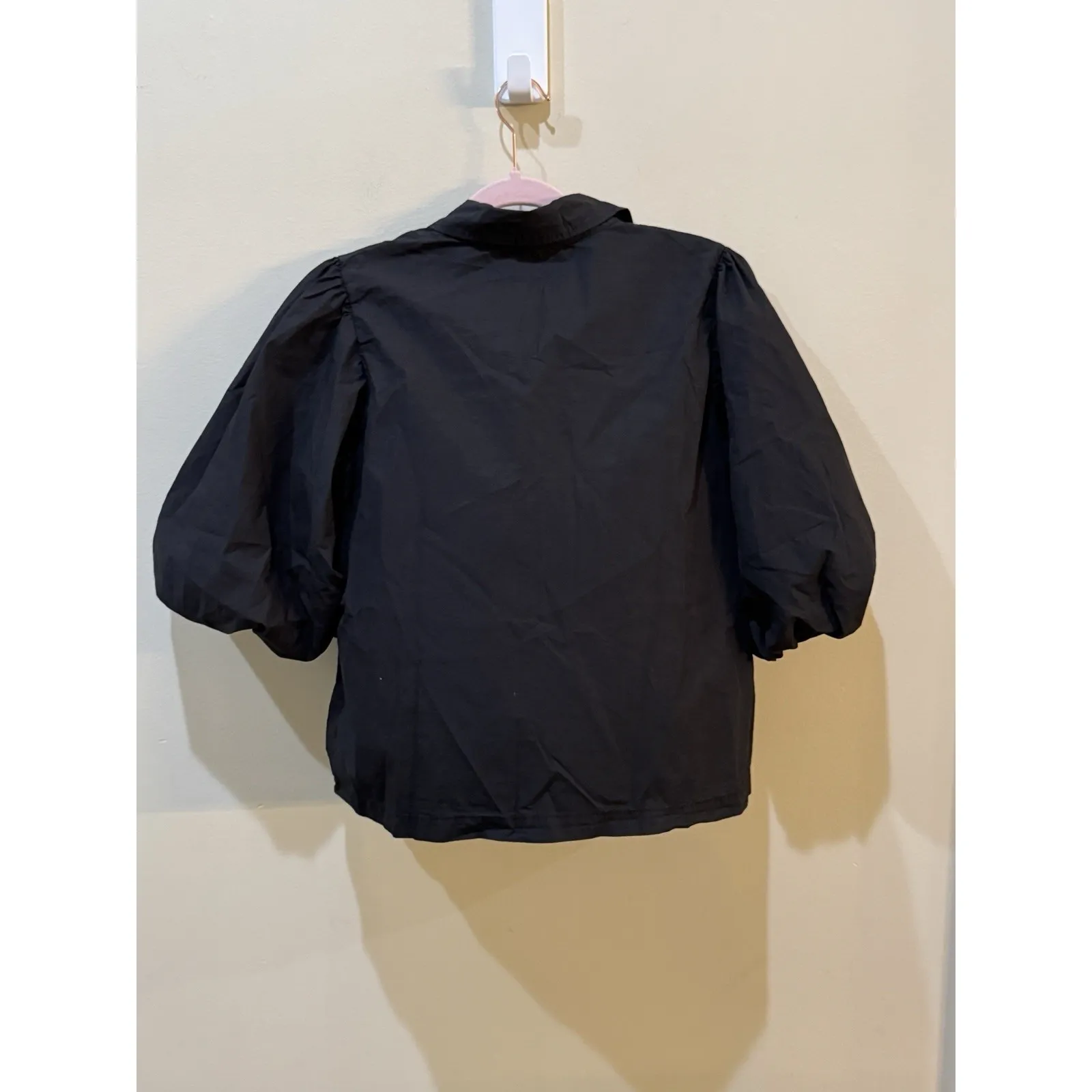 Stateside Poplin‎ Puff Sleeve Blouse Black Size Small - Image 5