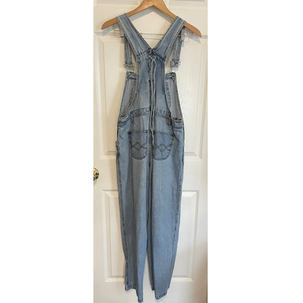 Vintage Bib Overalls High Waisted 90s Denim Women’s High Rise Light Wash Blue Size 6 - Image 4