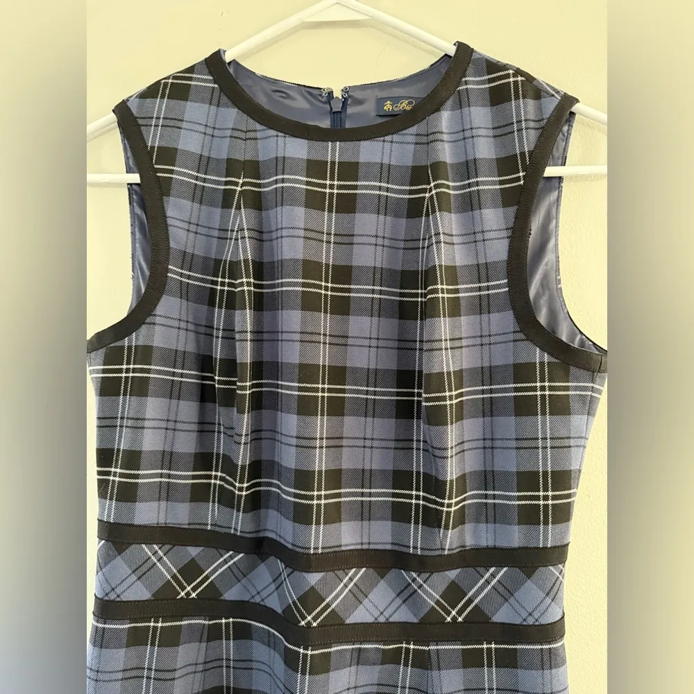 Brooks Brothers Plaid Dress Sleeveless Dress Blue White Black Multi Color Size 4 - Image 4
