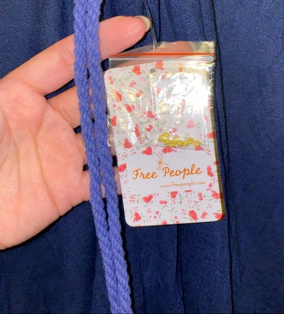 Free People Fiesta Nueva Tunic Top with plunge neck & back in Blue size Small 🆕 - Image 14