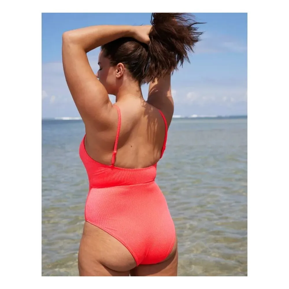 NWT Aerie Shine Pique Twist Scoop One Piece Swimsuit Pink Sprinkle Swim Size XS - Image 2