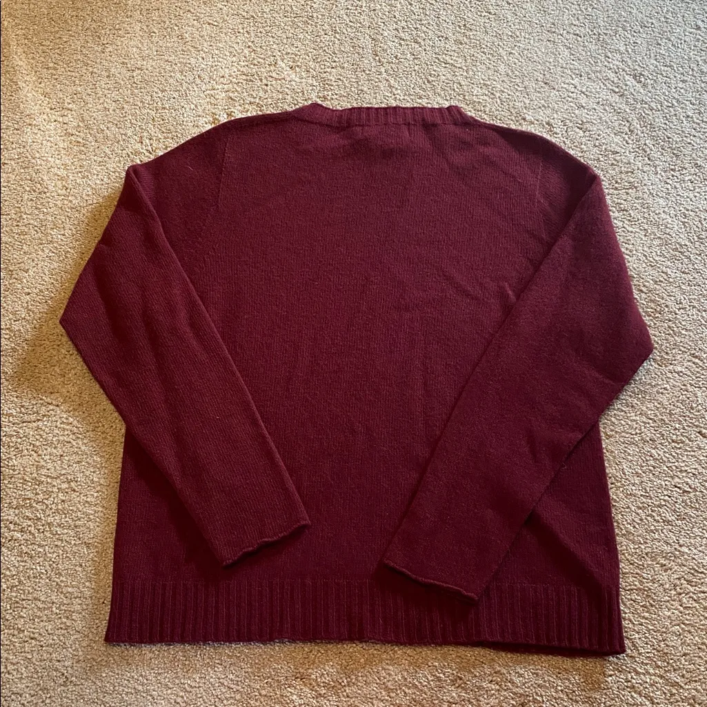 Bianco Blu Made in Italy Merino Cashmere Blend Crew Neck Sweater Burgundy LARGE Purple - Image 10