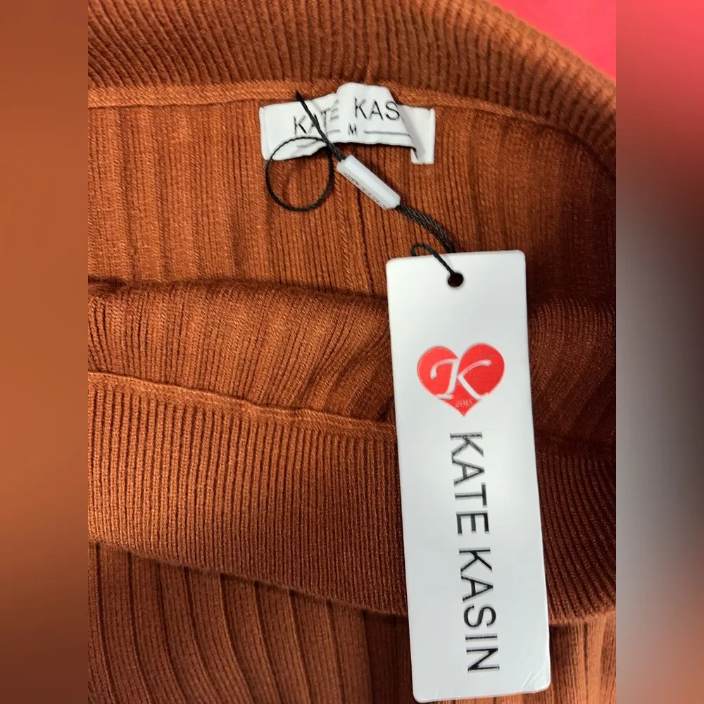 NWT Kate Kasin Ribbed Pencil Sweater Skirt Size Medium - Image 4