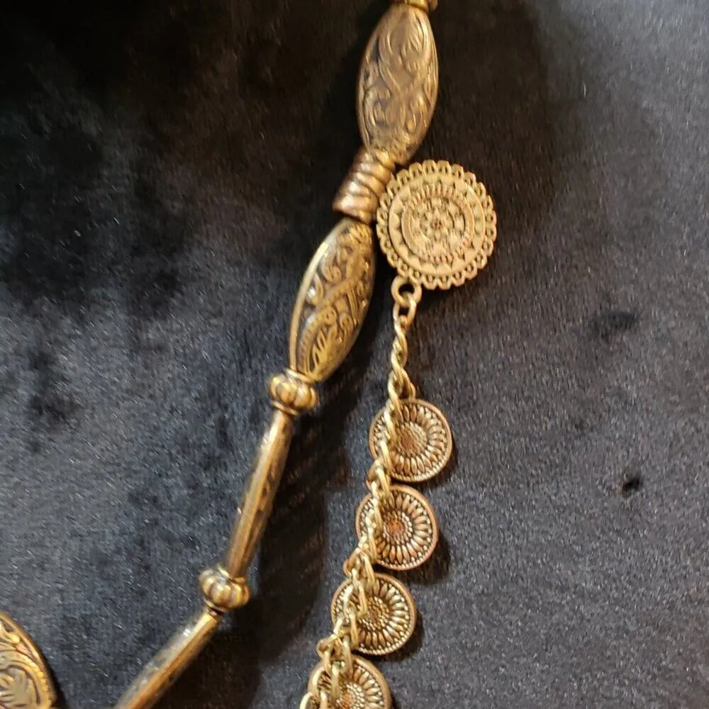 Womens Fashion Gold Tone Faux Coin Charm Pendant Necklace with Lobster Clasp - Image 4