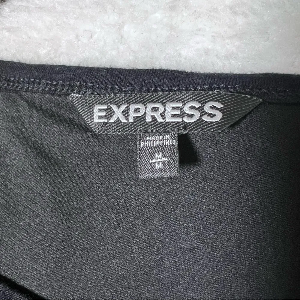 Express Black Fish Net Perforated 3/4 Sleeve Dress - Image 9