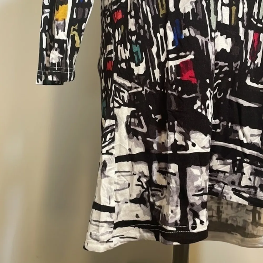 Lemon Grass tunic womens cream abstract top long sleeve blouse shirt bamboo Sz S - Image 6