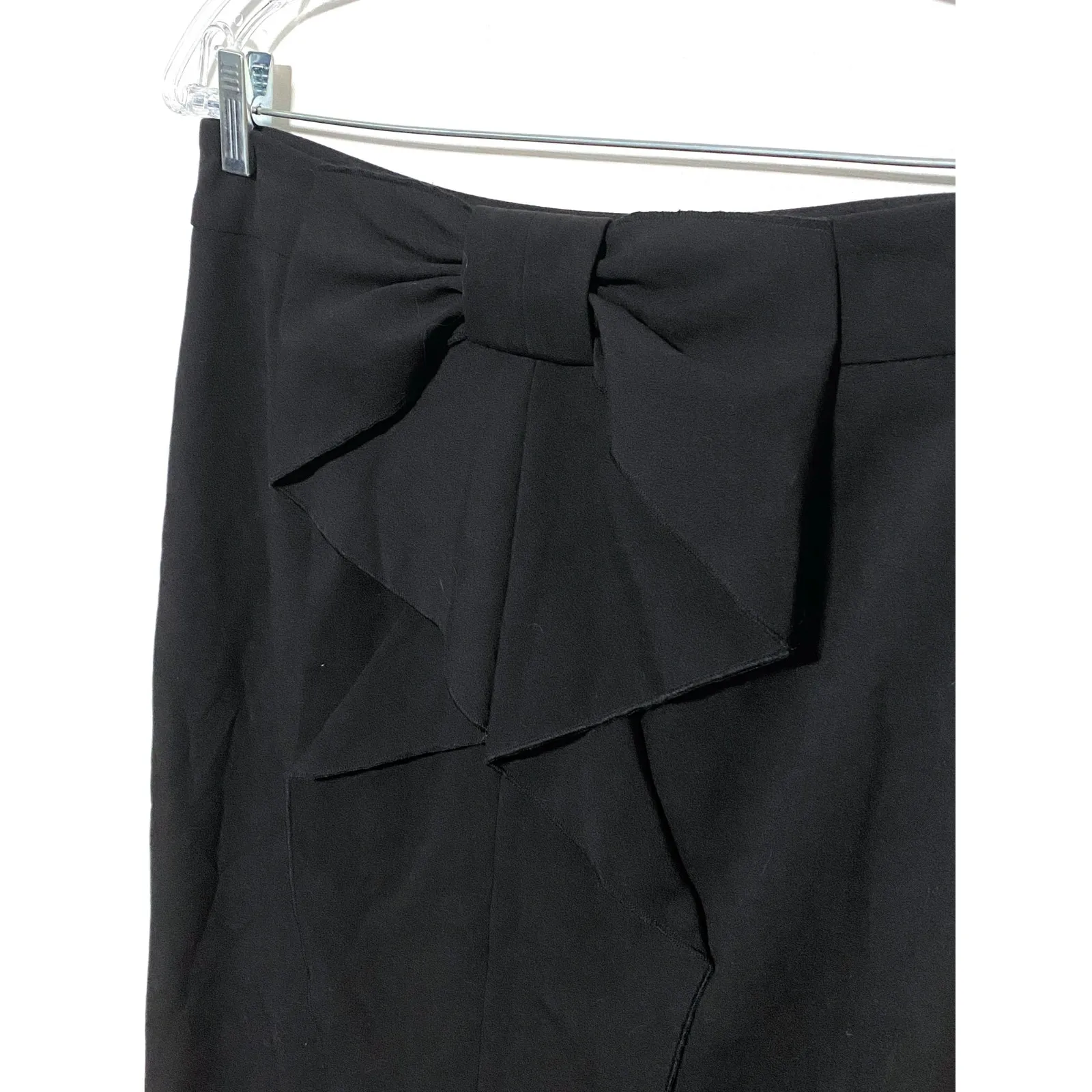 Insight Black Pencil Skirt Ruffle Bow 2 Career Sophisticated Office Chic Whimsy - Image 2