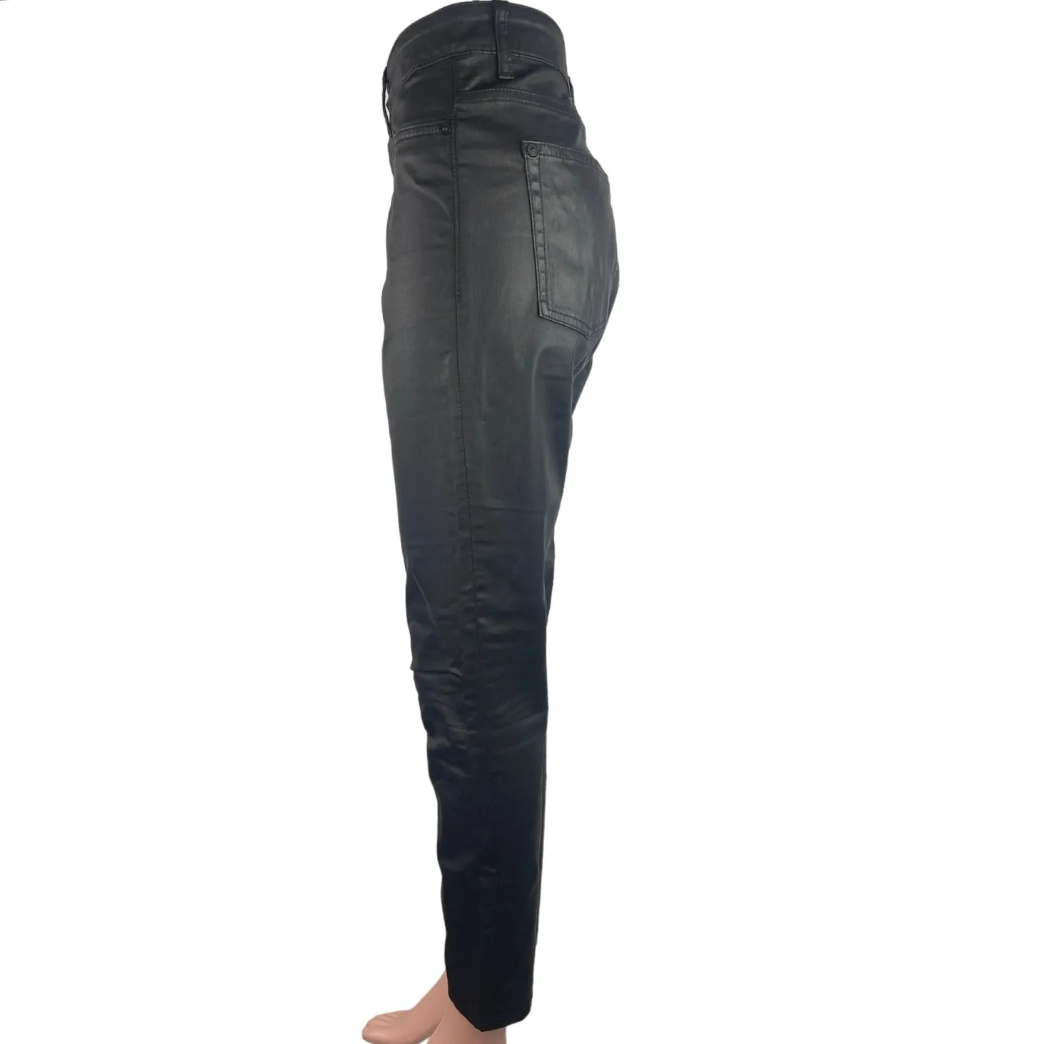 DL1961 x Jessica Alba Black No. 1 Trimtone Skinny Leg Coated Jeans Pants Sz 30 - Image 2