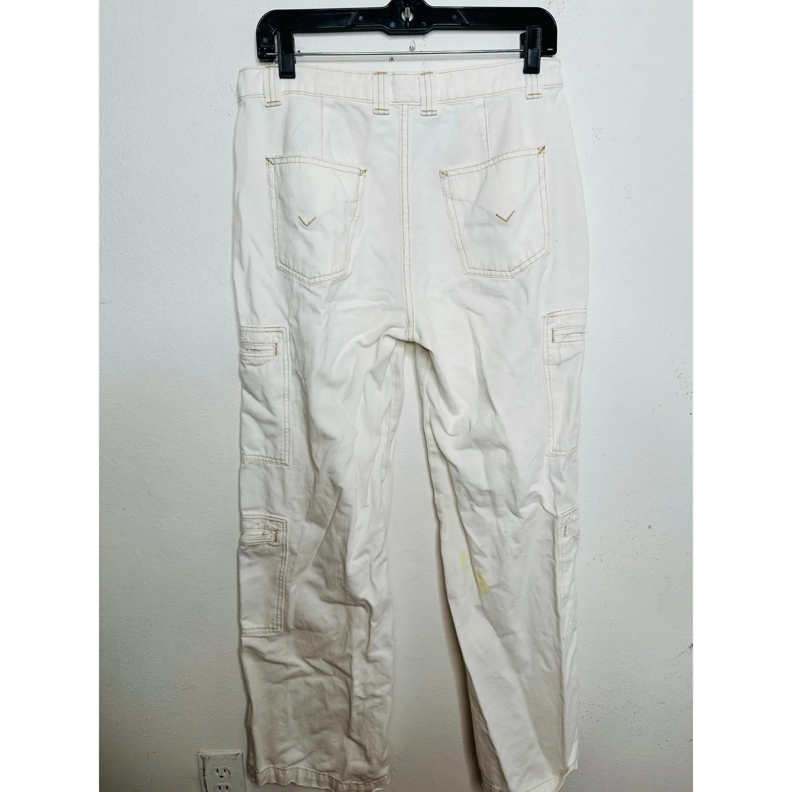 HUDSON White High-Rise Cargo Welt Pockets Wide Leg Loose Fit Jeans Size 27 - Image 7