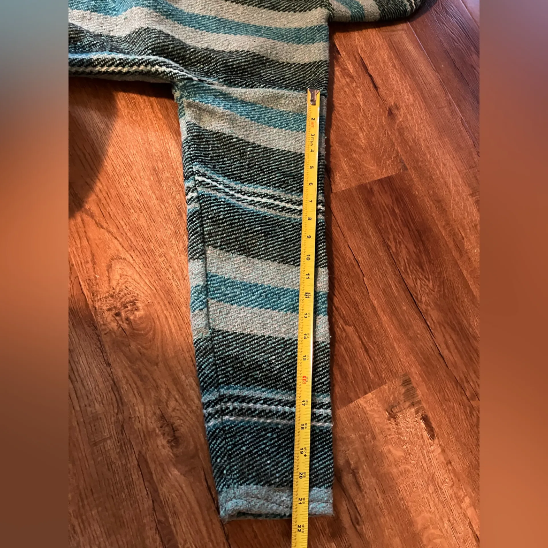 Molina Baja Hoodie Pullover Black Teal Stripe Poncho Blanket Green Size M - Image 8