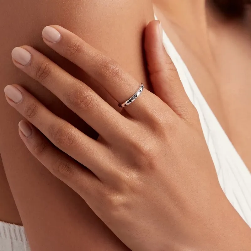 SIZE 6 925  Stackable Dog Cat Footprints Ring - Image 5