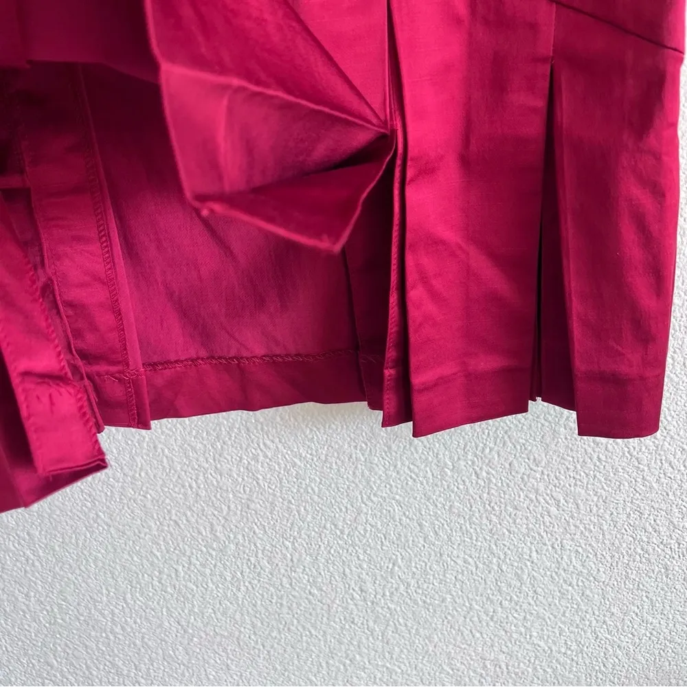 Bebe Y2K Women’s Sleek Red Satin Kick Hem Pleated Pencil Skirt - Image 4