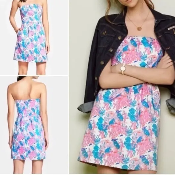 Vineyard Vines White Cap Ocean Life Strapless Shift Dress Size 2 - Image 2
