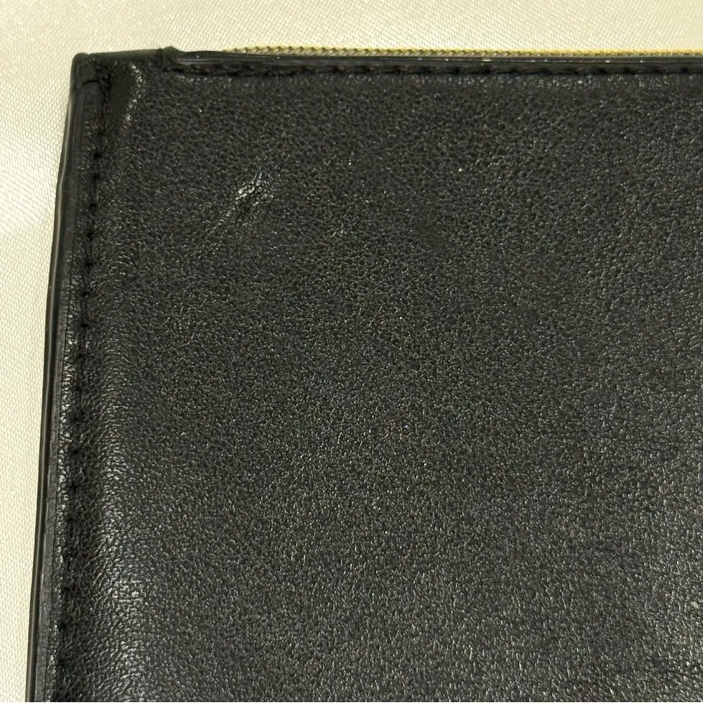 Stella McCartney Vegan Leather Zip Pouch Wallet Black Gold Zipper Clutch Case - Image 7