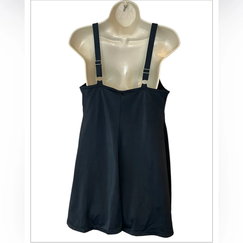 Swim 365 Women's 14W Pink Polka‎ Dot Adjustable Straps Black Skirted Swimdress - Image 2