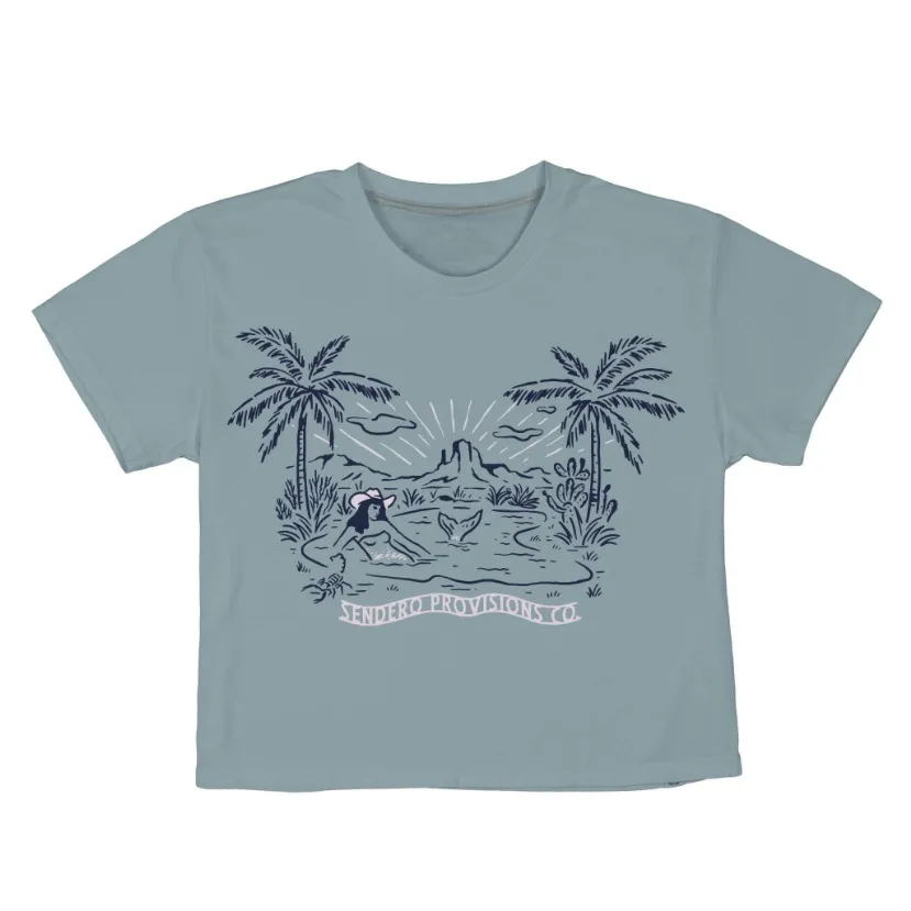 SENDERO MIRAGE BOXY CROP TEE Blue Size M - Image 2