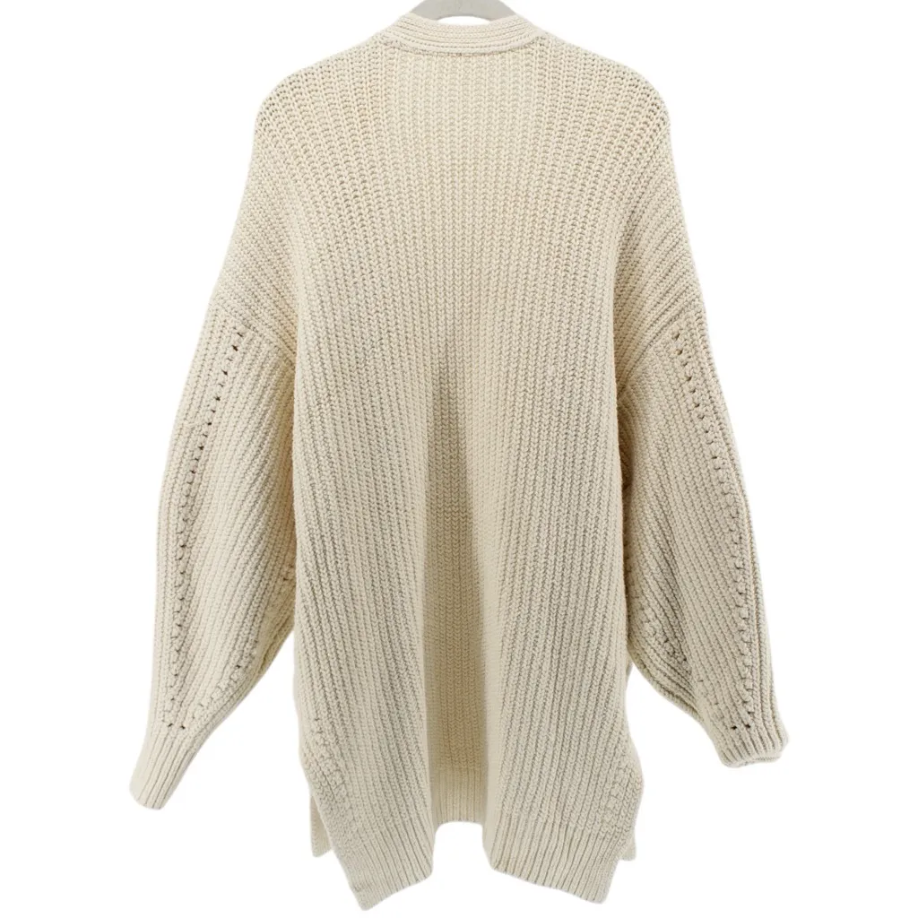 Free People Ivory Tight Knit Cardigan Coastal Resort Cozy Winter Holiday M - Image 5