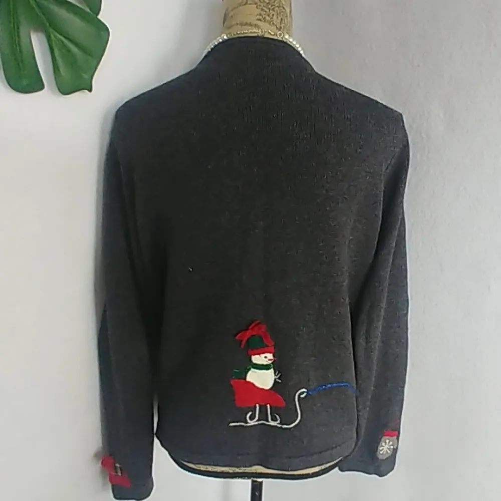 Vintage Liz Claiborne Snowman Cardigan Sweater - Image 5