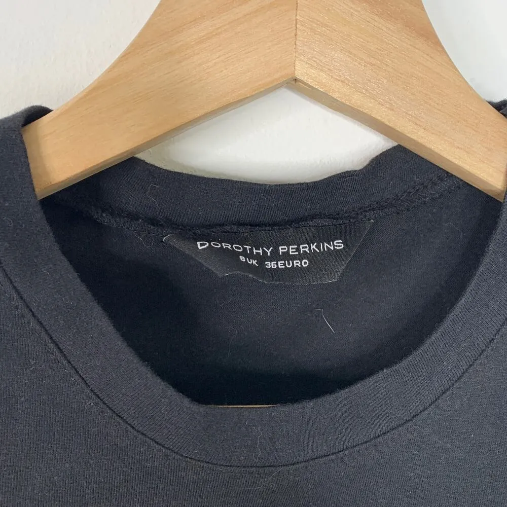 Black T-Shirt Green Lime Dorothy Perkins London Size Small - Image 5