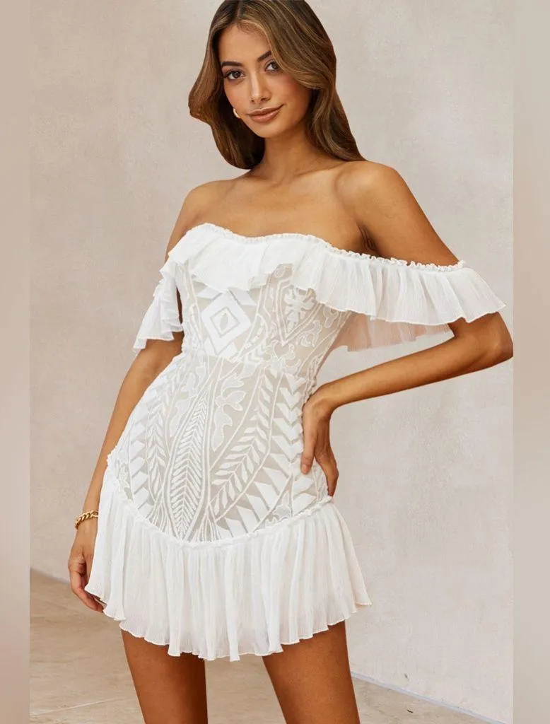 NWT Dreamy Off-Shoulder Mini Dress White - Image 4