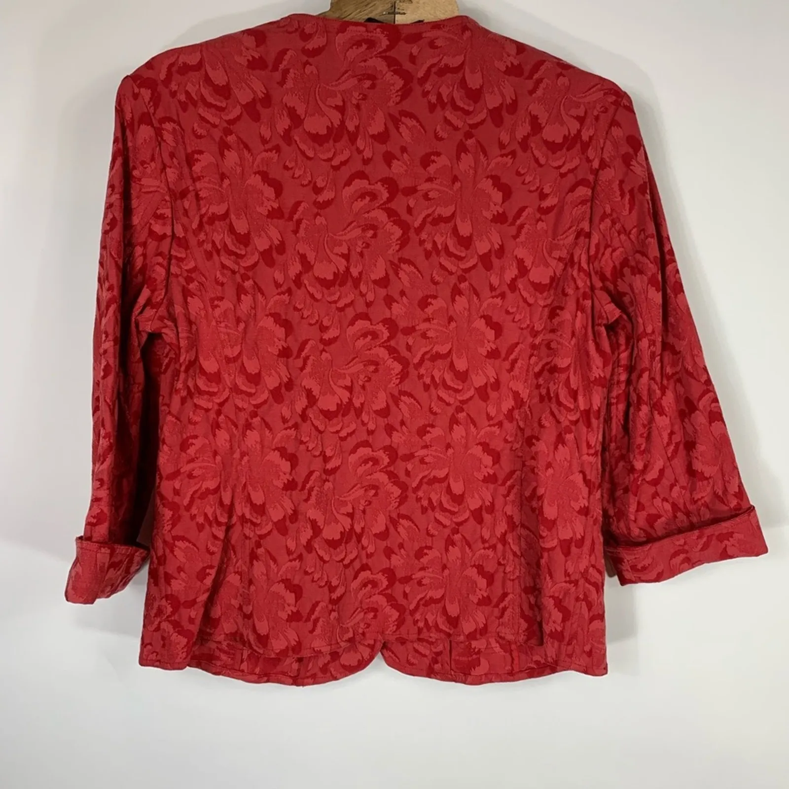Coldwater Creek Red Tapestry Blazer Jacket Petite Medium - Image 2