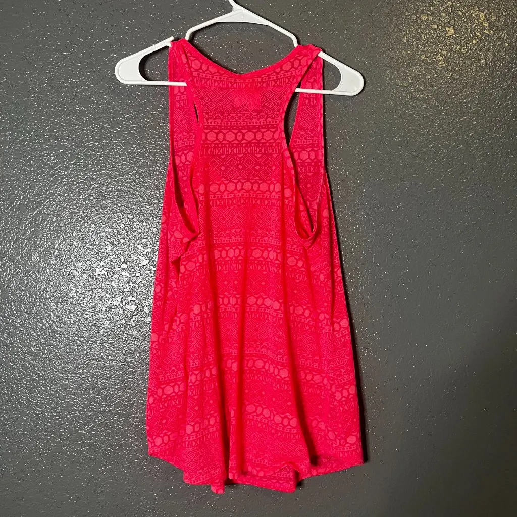 Women’s Pink Aztec Sheer Racerback Tank Top Rhinestone Heart No Boundaries XXL - Image 2