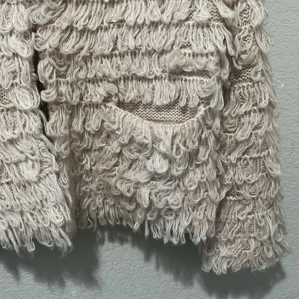 ASTR  THE LABEL Loop Knit Shaggy Wool Blend Sweater Jacket, Light Pink, Size M - Image 4