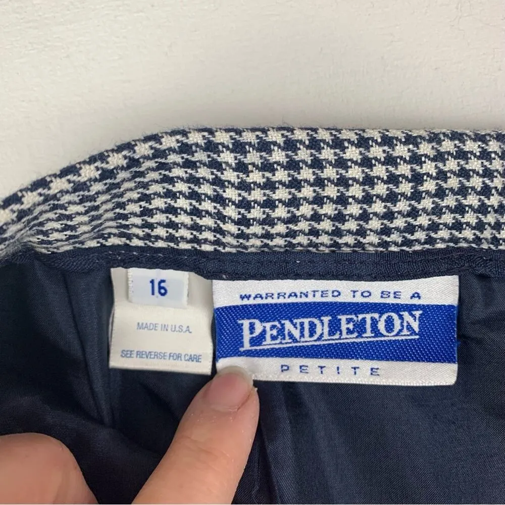 Pendleton womens 14 16 two piece suit skirt set houndstooth navy white show blaz - Image 13