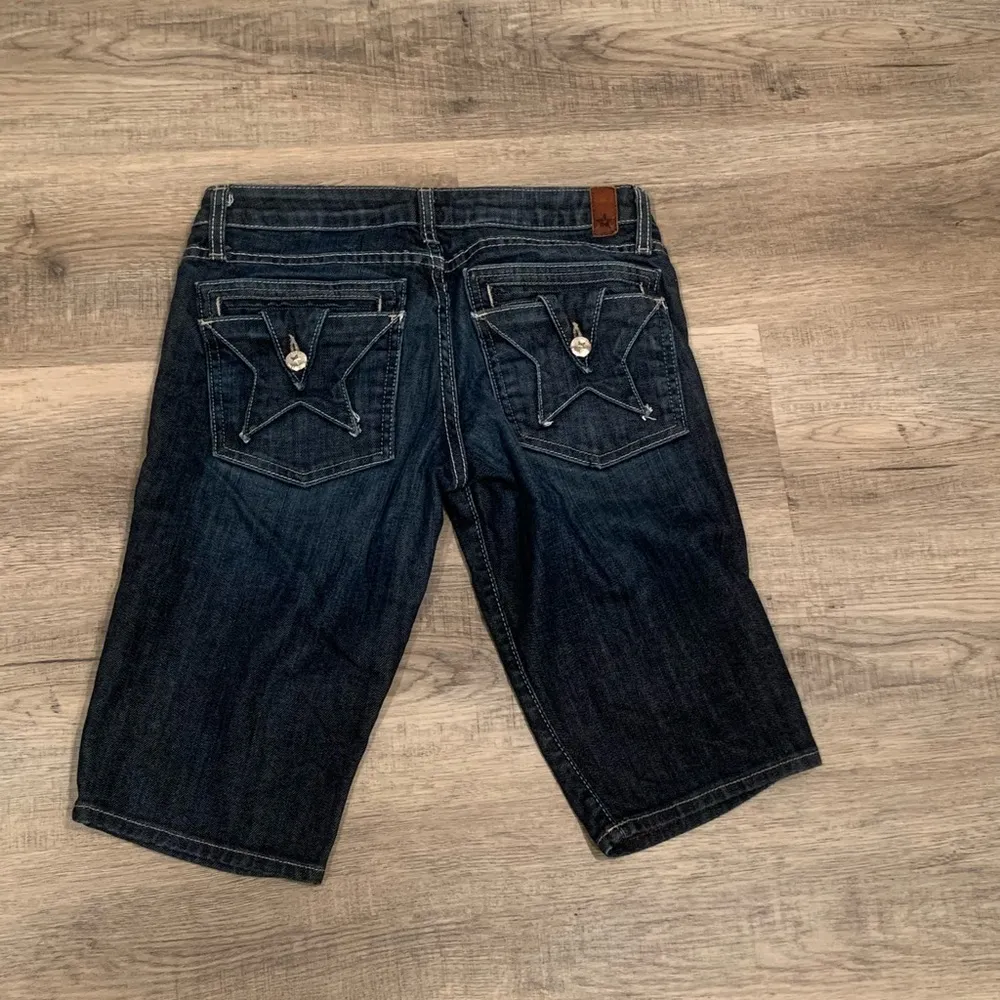 People’s Liberation Ladies/Teens biker shorts jeans size 27 Denim Made in USA Blue - Image 4