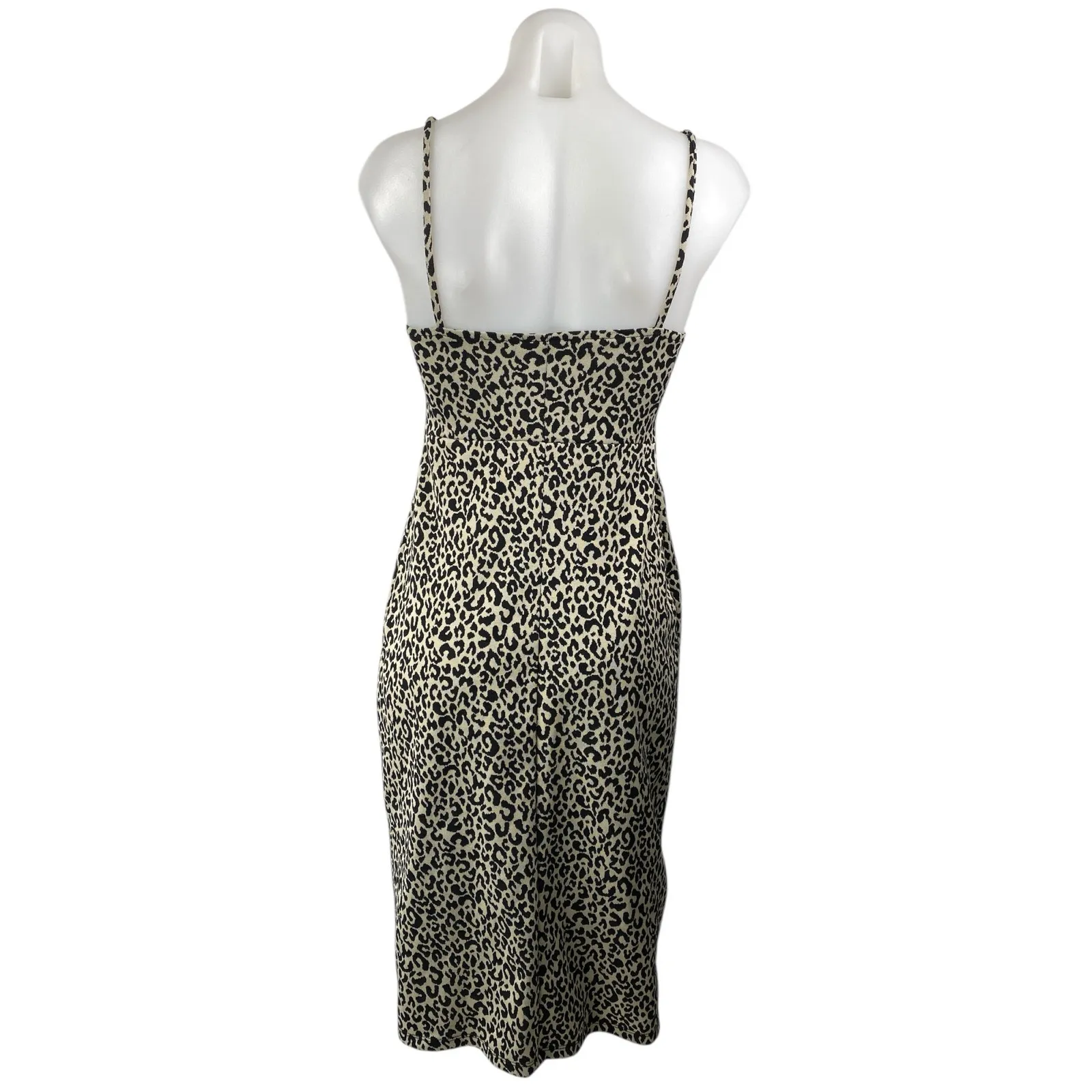 ZARA Black White Leopard Print Sleeveless Slit Cami Camisole Midi Slip Dress M - Image 2