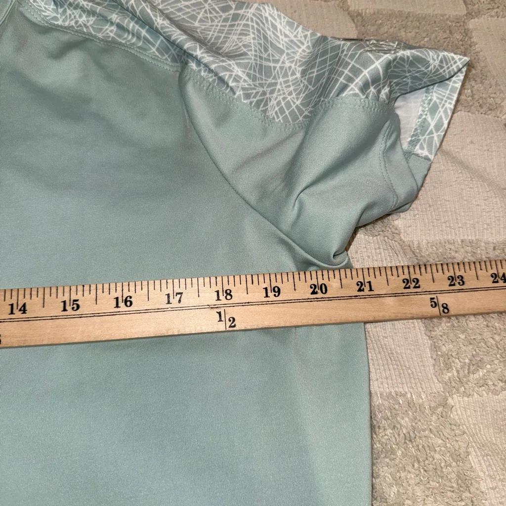 Adidas Mint Green Polo with Patterned Sleeves - Image 5