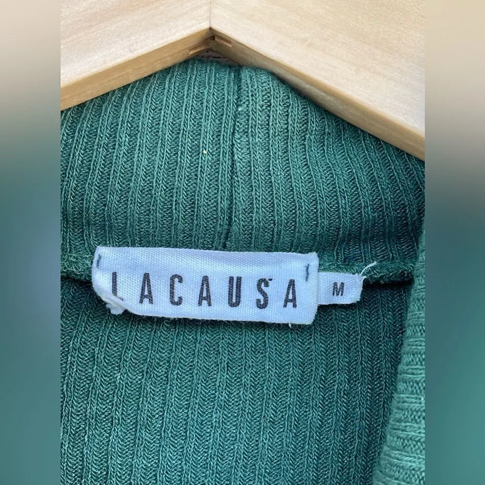 La causa green rib tutleneck sweater size medium - Image 9
