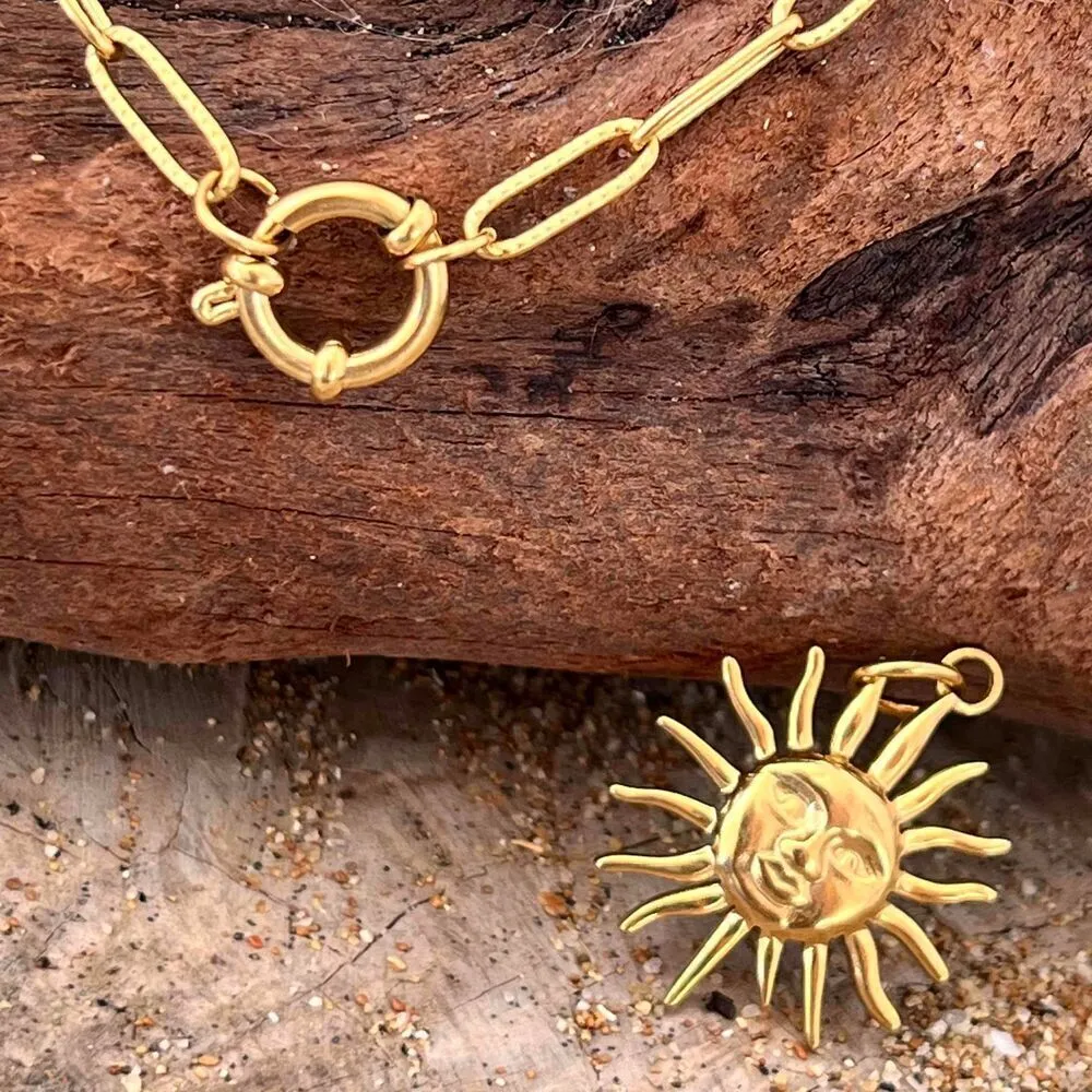 Gold Plated Paperclip Mariner Holder Charm Necklace stainless steel jewelry - Image 2