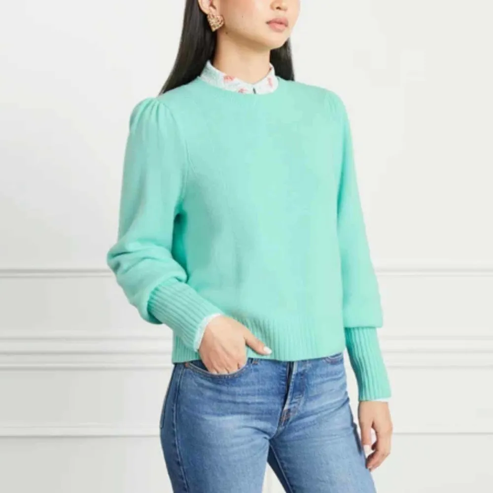 Hill House The Cropped Sylvie Sweater Size Large Ocean Wave Merino Wool - Image 5