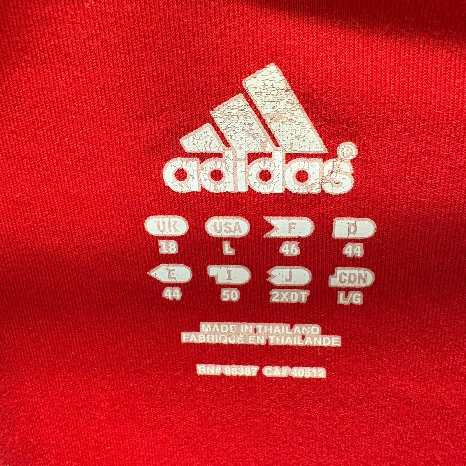 Women's y2K Adidas ClimaLite Athletic Red V-Neck Long Sleeve Shirt size L - Image 8