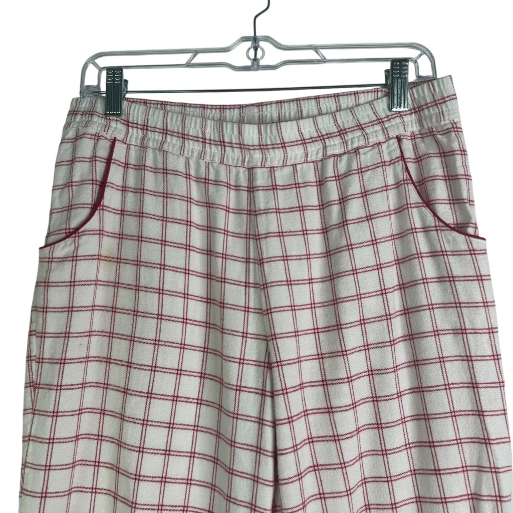 Lake Pajamas Red & White Windowpane Flannel 100% Cotton Pajama Pants Small Warm - Image 3