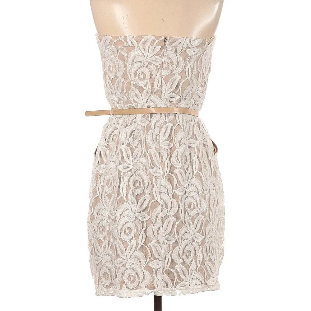 Jessica Simpson Women's Off-White Lace Mini Summer Second Wedding Dress Size 6 - Image 6