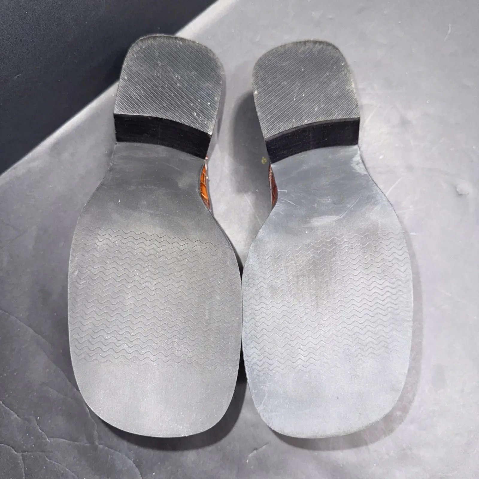 Vintage American Eagle Mules Leather Croc Embossed Slip On Brown Comfort Shoes 7 - Image 6