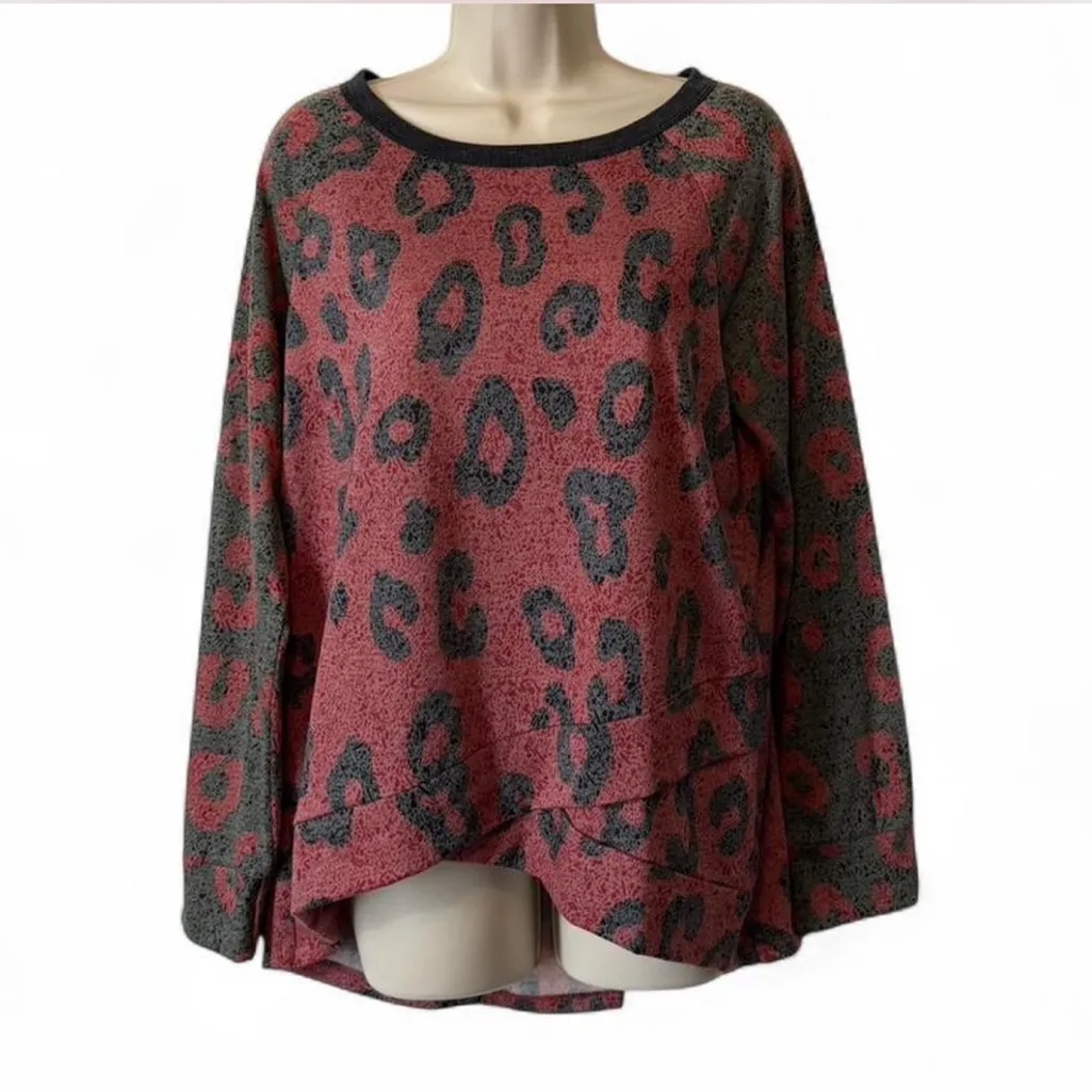 ‎Cheetah Print Raglan Top Pink Size L - Image 2