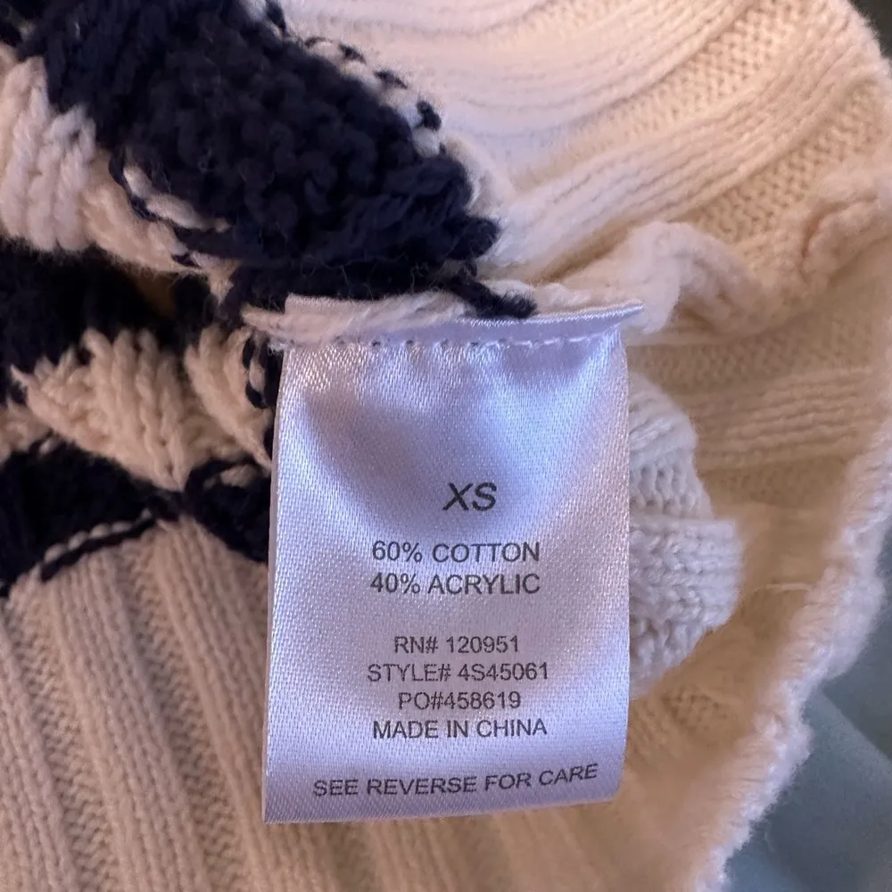 NWT Pink Rose Preppy Cream & Navy  Cable Knit Collared Cardigan. Ribbed Hem XS. - Image 6