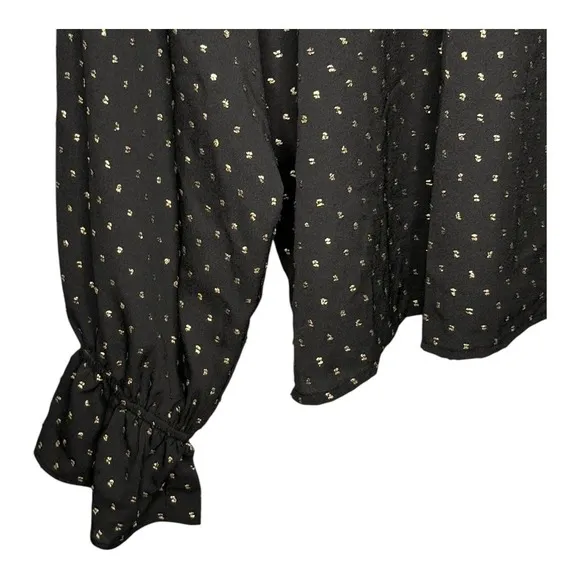 Ryegrass Blouse Ruffle Mock Neck Long Sleeve‎ Gold Dot Black Women Plus Size XXL - Image 3