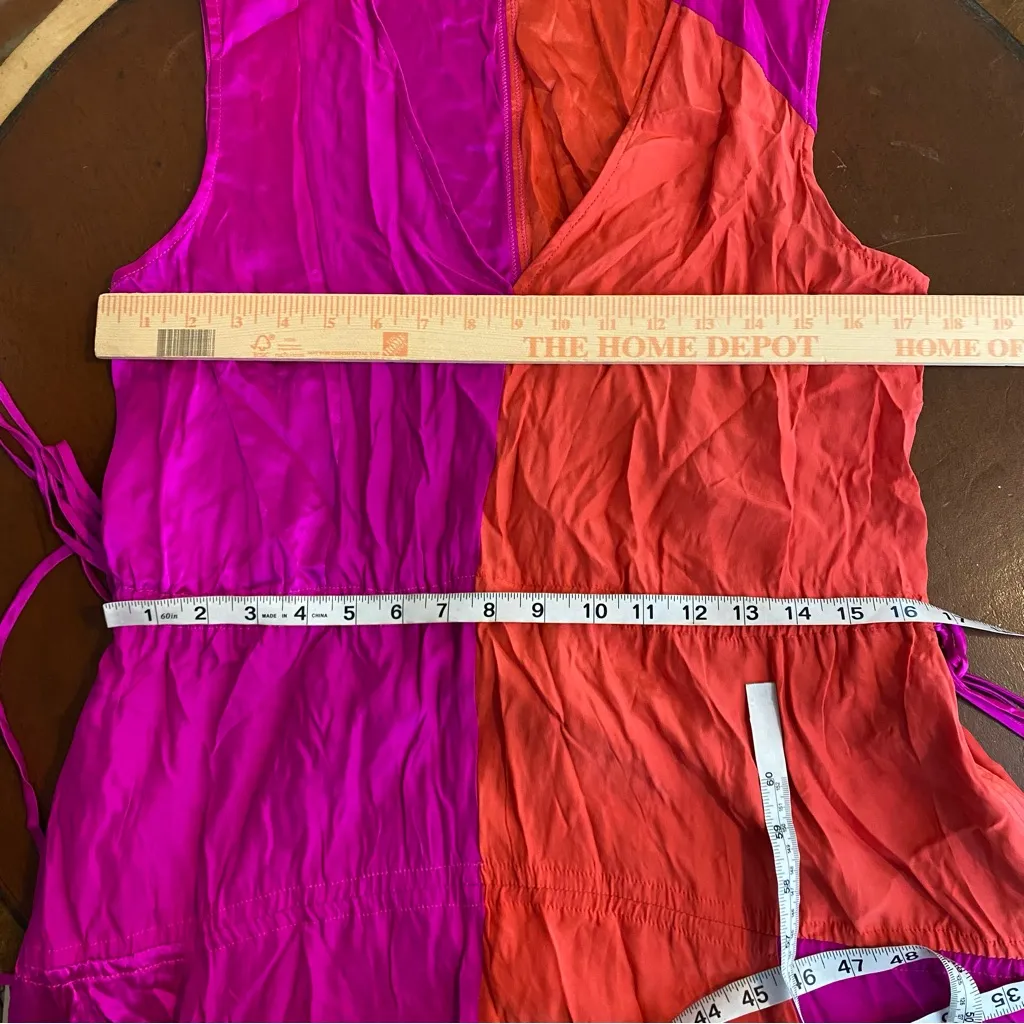 Amur Lotta Maxi Dress Colorblock Drawstring Ruched Silk V - Image 8