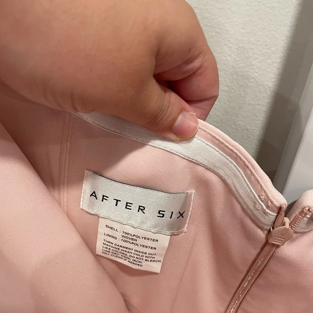 After Six Strapless Notch-Neck Crepe A-Line Dress With Rhinestone Bows‎ Size 16 - Image 8