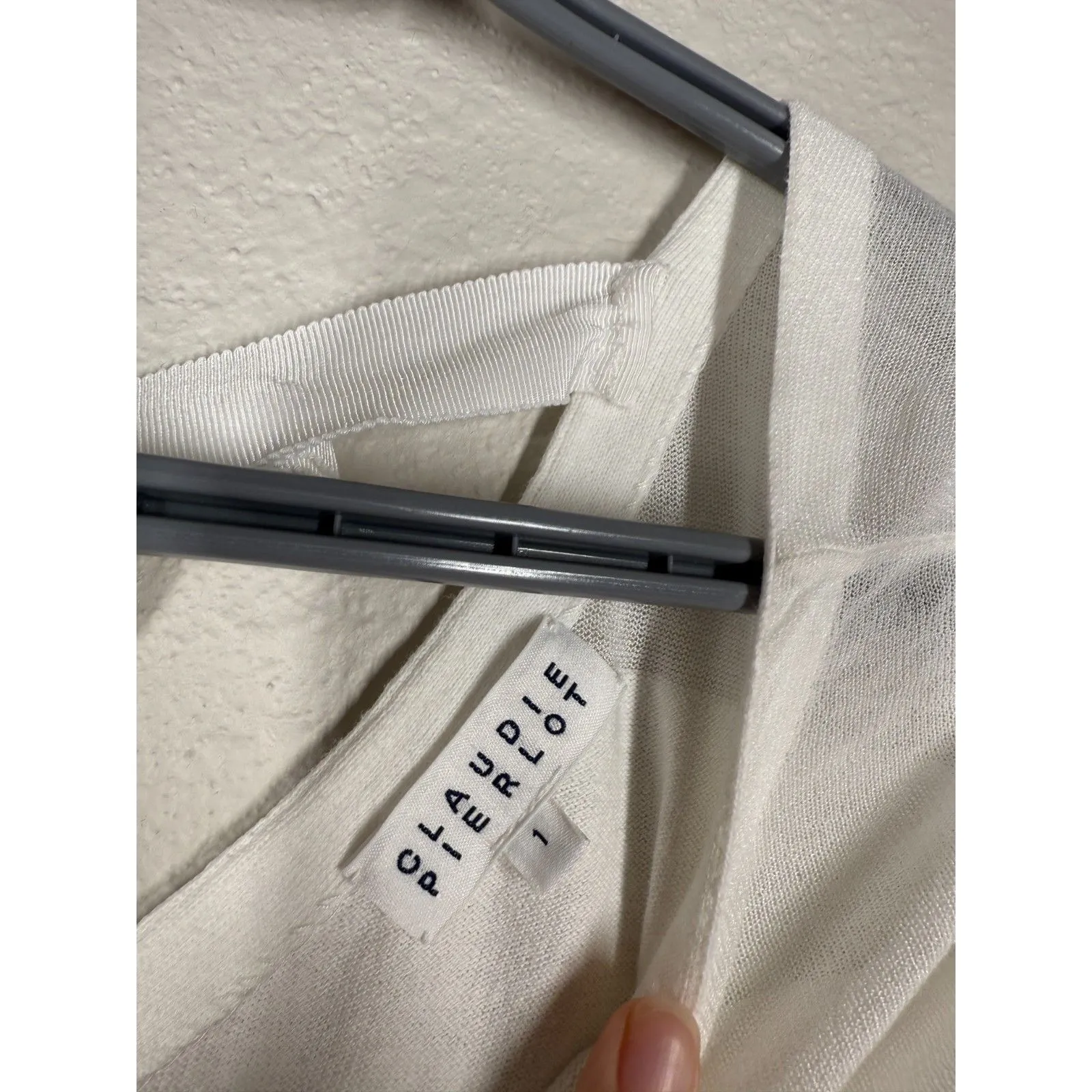 Claudie Pierlot Gauzy White Sweater Womens Sz 1/S Sheer Paris Minimalist - Image 5