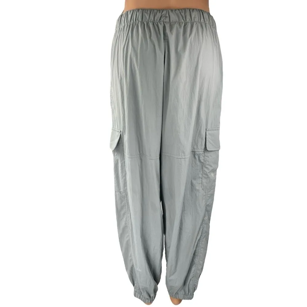 Zara Women's Gray Elastic Waist Drawstring Windbreaker Cargo Jogger Pants Size S - Image 3