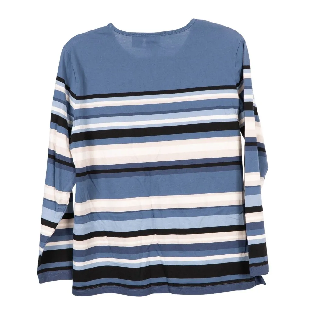 Erika Shirt Womens S NWOT Blue White Striped Long Sleeve Top Cotton Blend Basic - Image 5