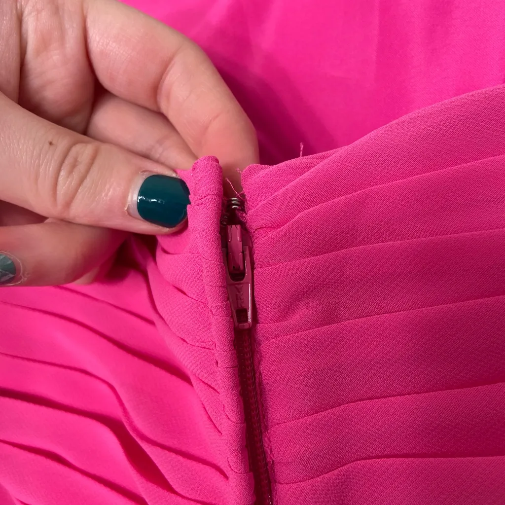 Alfred Angelo women’s pink layered ruffle‎ strapless zip knee length flowy dress - Image 4