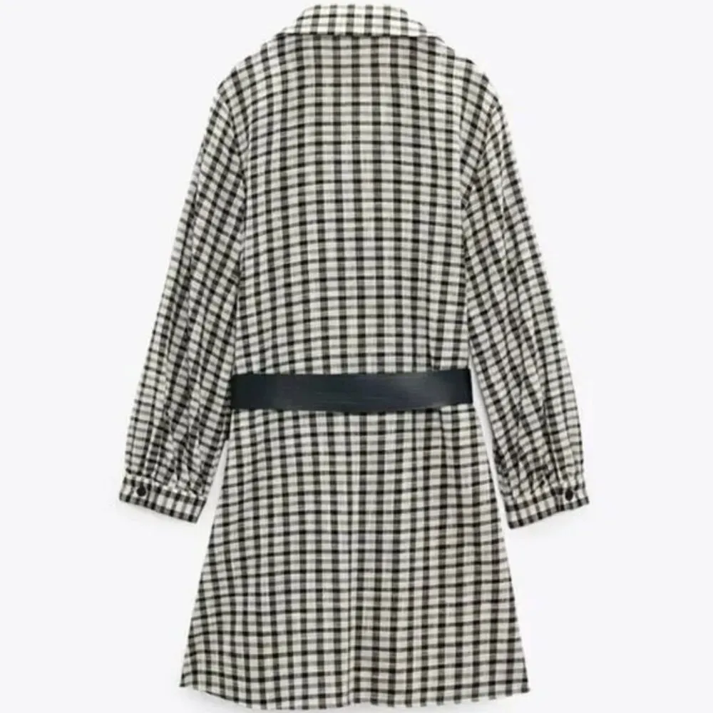ZARA nwt CHECKED DRESS‎ WITH BELT - Image 7