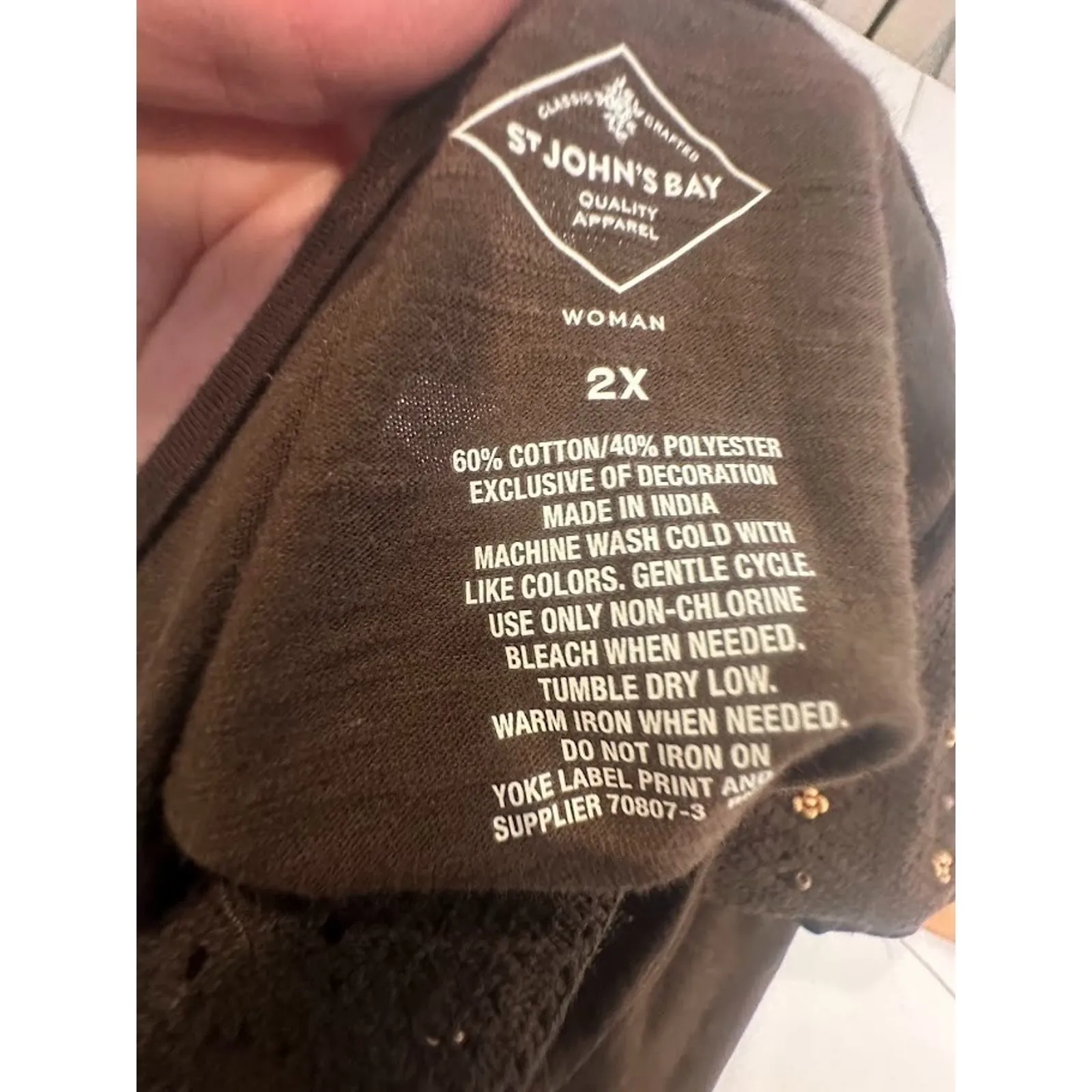 St Johns Bay Top Womens 2X Brown Crochet Lace Beaded Boho Flowy Hippie Earthy - Image 6