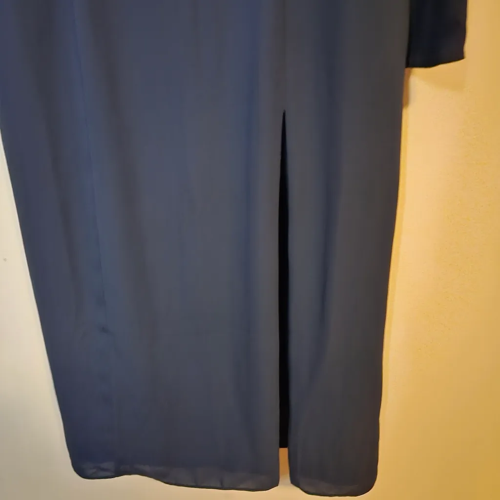 BHLDN Dress Kayleigh Georgette Midnight Blue Anthropologie Long Sleeve Midnight - Image 4